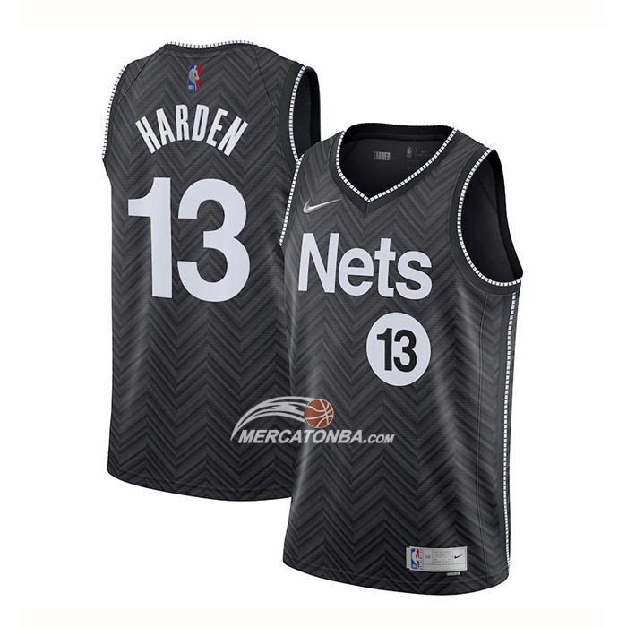 Maglia Brooklyn Nets James Harden Earned 2020-21 Nero